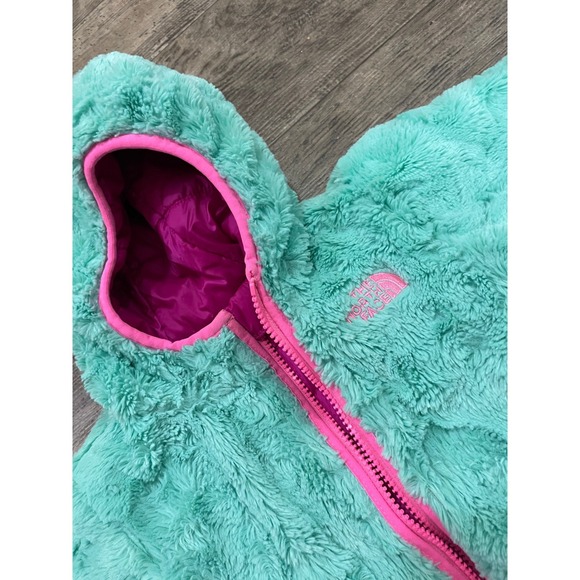 The North Face Infant Girls Reversible Mossbud Swirl Hooded Jacket Pink 6-12MO - Picture 7 of 8